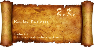 Raits Korvin névjegykártya